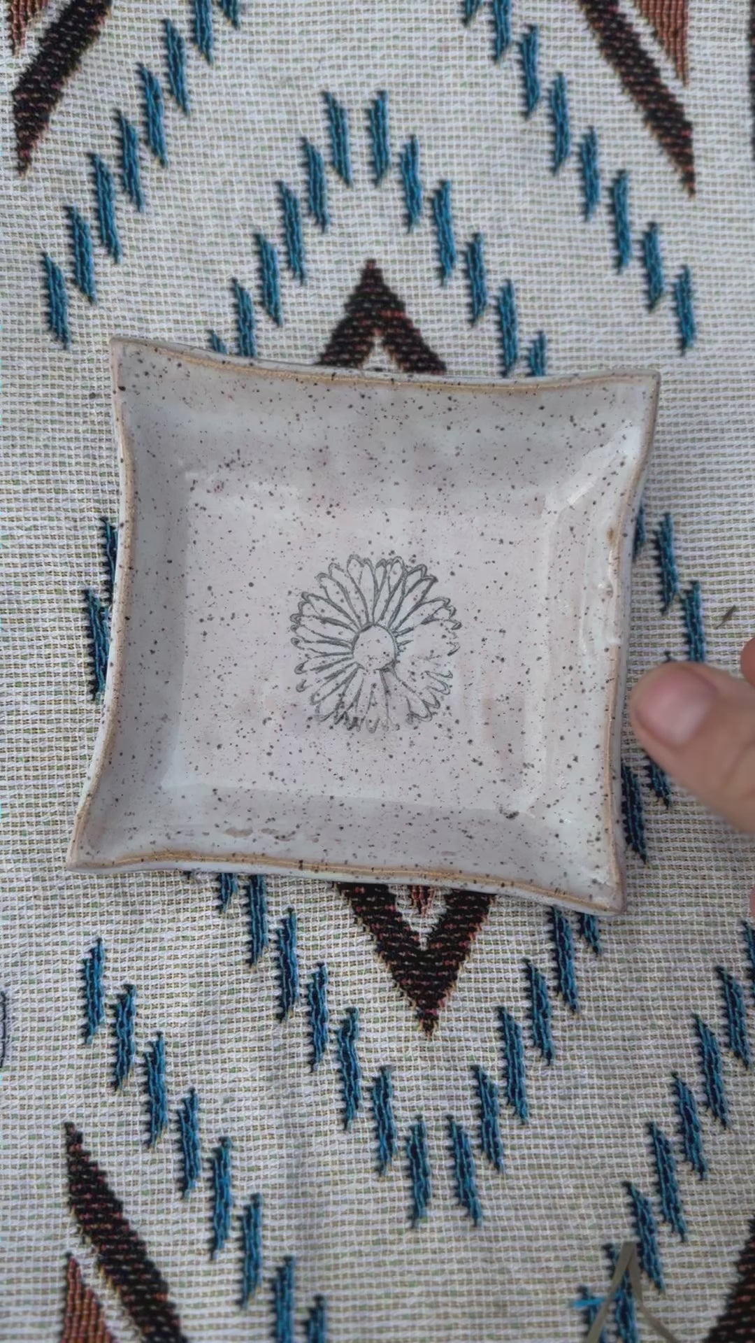 Square ring dish, approximately 5 inches in size, designed for holding small items like soap, keys, candies, and jewelry.